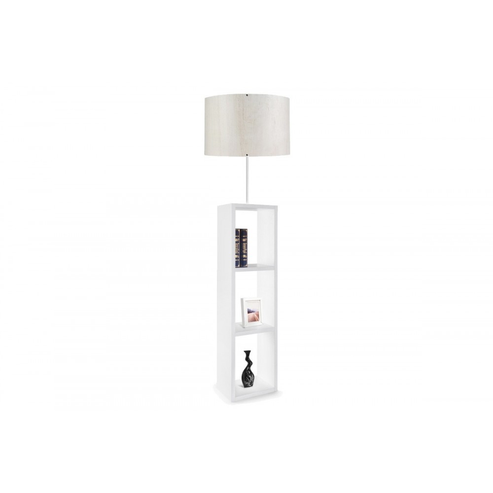 Φωτιστικό δαπέδου "PWL-1100" από ύφασμα/MDF σε λευκό/ασημί χρώμα Ε27 Φ38x150