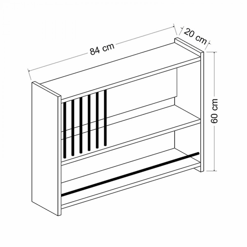 Ραφιέρα τοίχου κουζίνας "TERRA" σε λευκό χρώμα 84x20x60