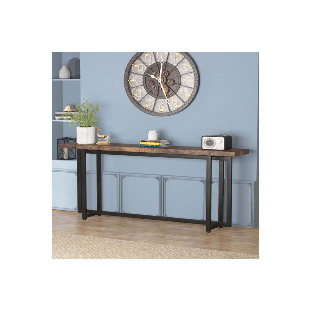 Κονσόλα "DICE" από μασίφ ξύλο σε καρυδί/μαύρο χρώμα 150x30x90