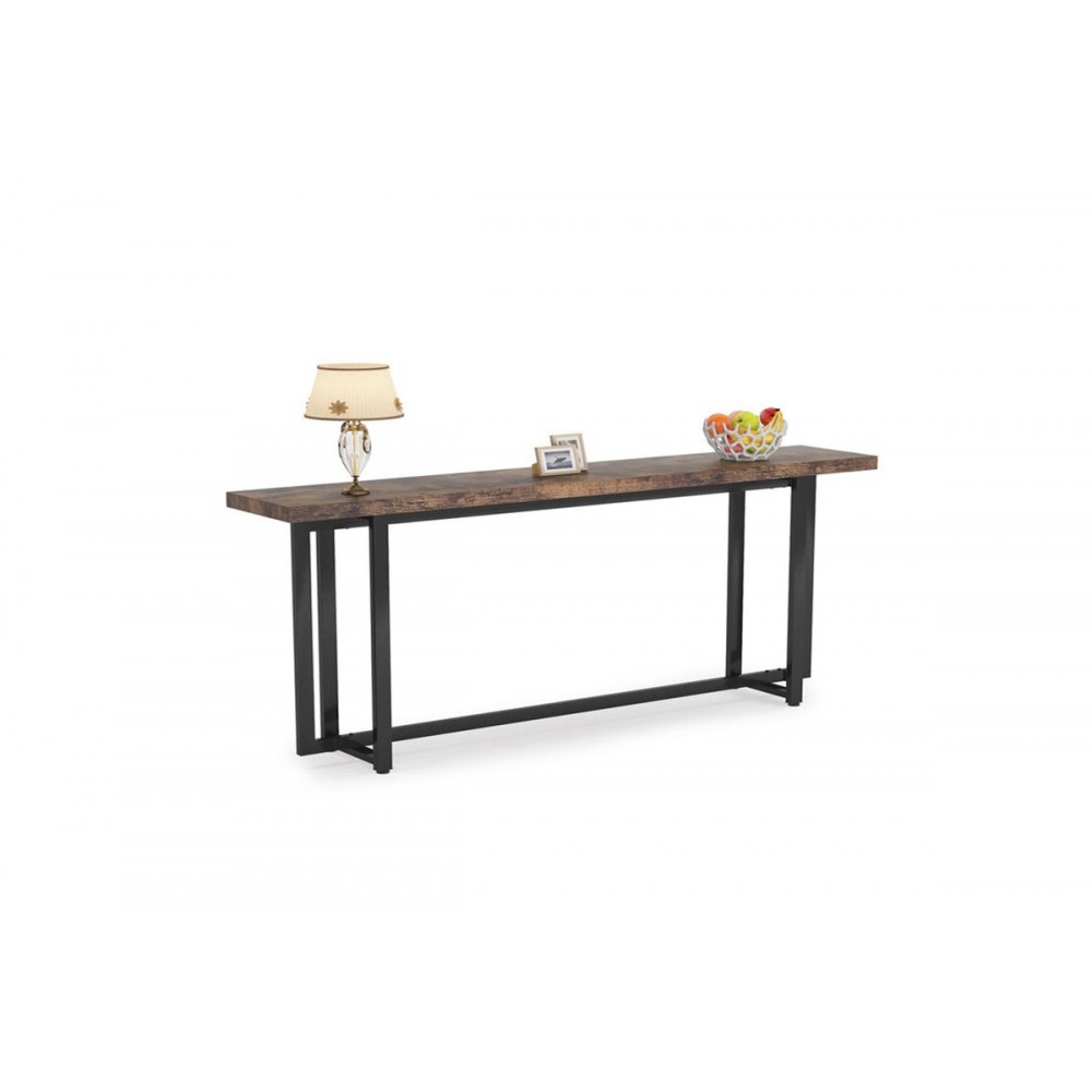 Κονσόλα "DICE" από μασίφ ξύλο σε καρυδί/μαύρο χρώμα 150x30x90