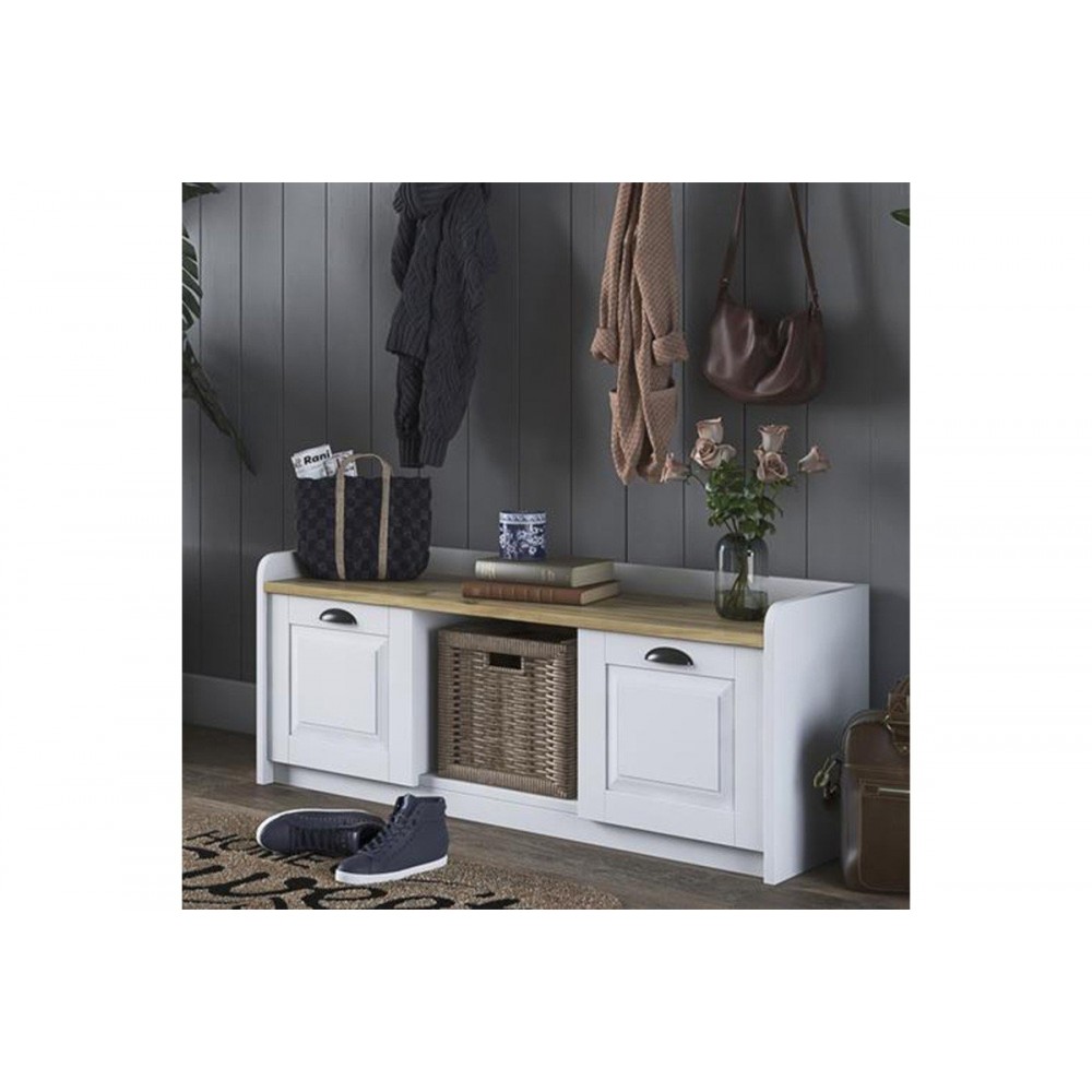 Παπουτσοθήκη "ARTHUR I" σε λευκό/καρυδί χρώμα 120x40x45