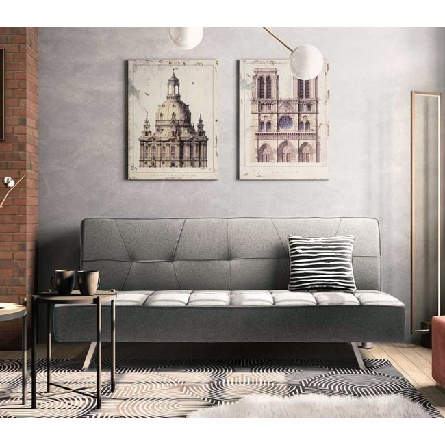 Καναπές-κρεβάτι "TRAVIS" τριθέσιος από ύφασμα σε γκρι χρώμα 175x83x74