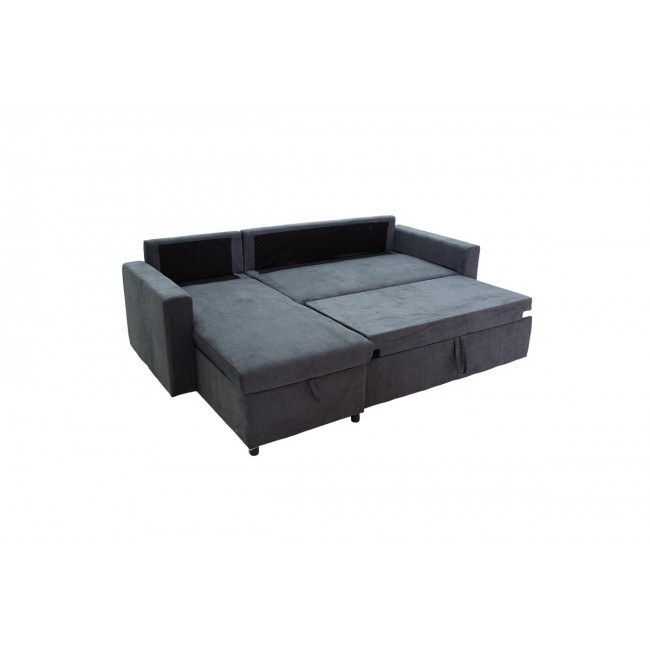 Καναπές-κρεβάτι "LILIAN" με αναστρέψιμη γωνία από ύφασμα σε ανθρακί χρώμα 225x148x81