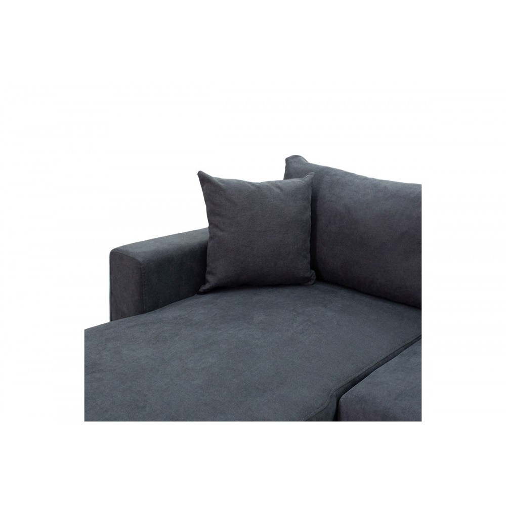 Καναπές-κρεβάτι "LILIAN" με αναστρέψιμη γωνία από ύφασμα σε ανθρακί χρώμα 225x148x81