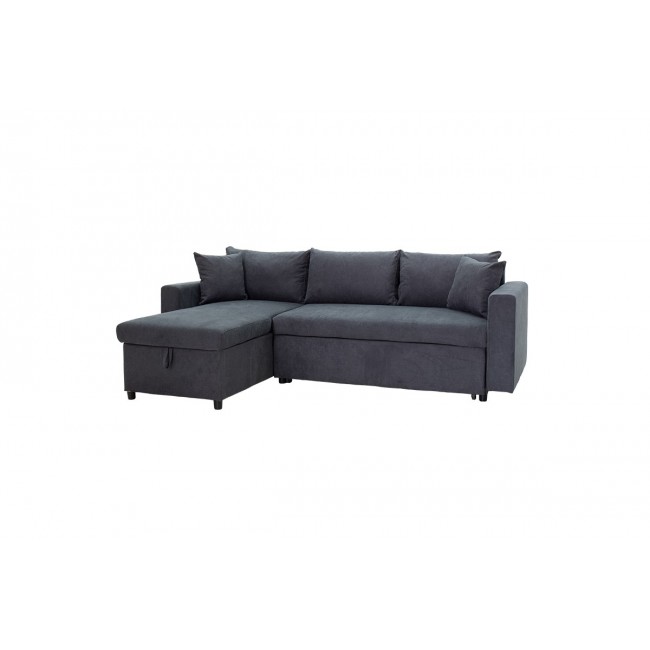 Καναπές-κρεβάτι "LILIAN" με αναστρέψιμη γωνία από ύφασμα σε ανθρακί χρώμα 225x148x81
