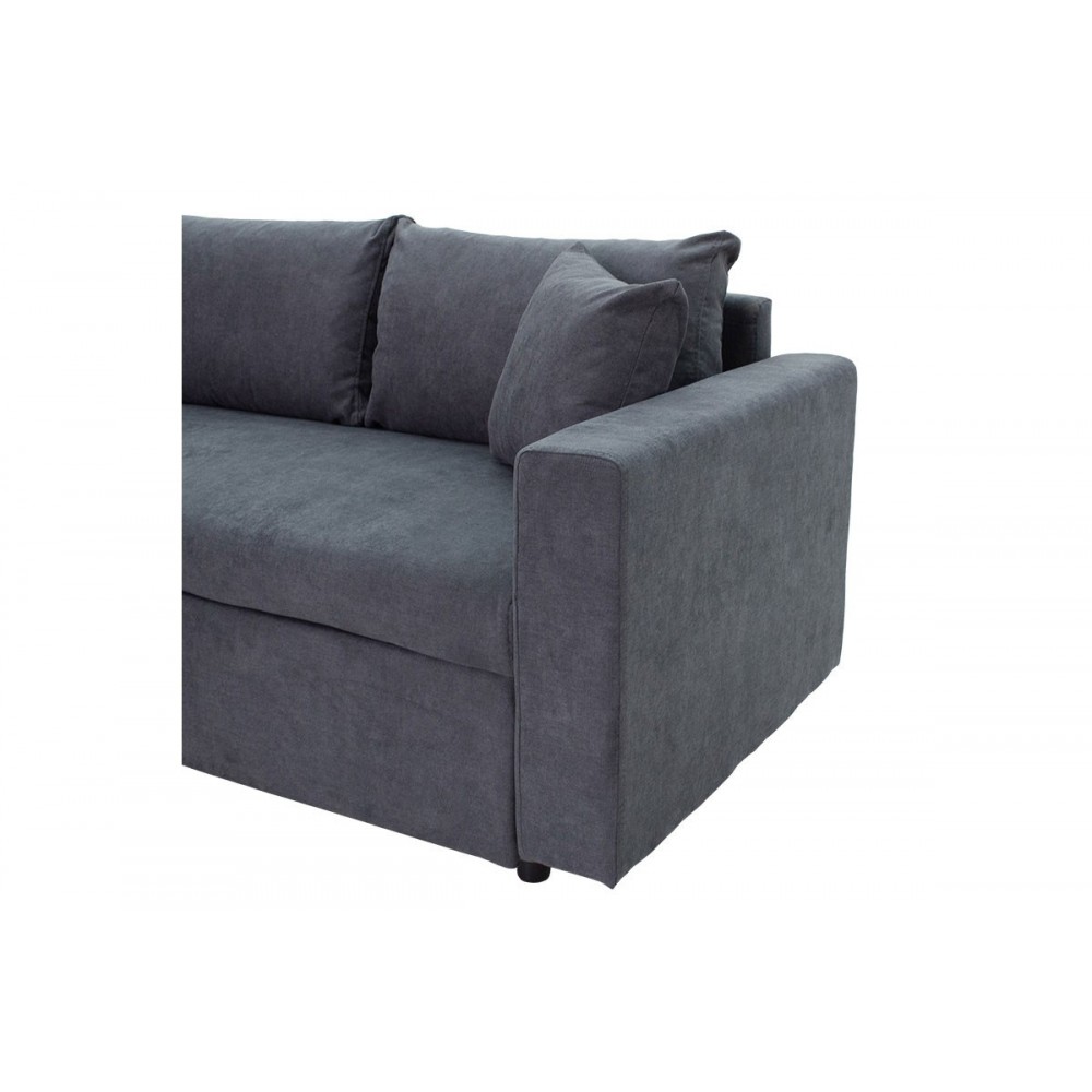 Καναπές-κρεβάτι "LILIAN" με αναστρέψιμη γωνία από ύφασμα σε ανθρακί χρώμα 225x148x81