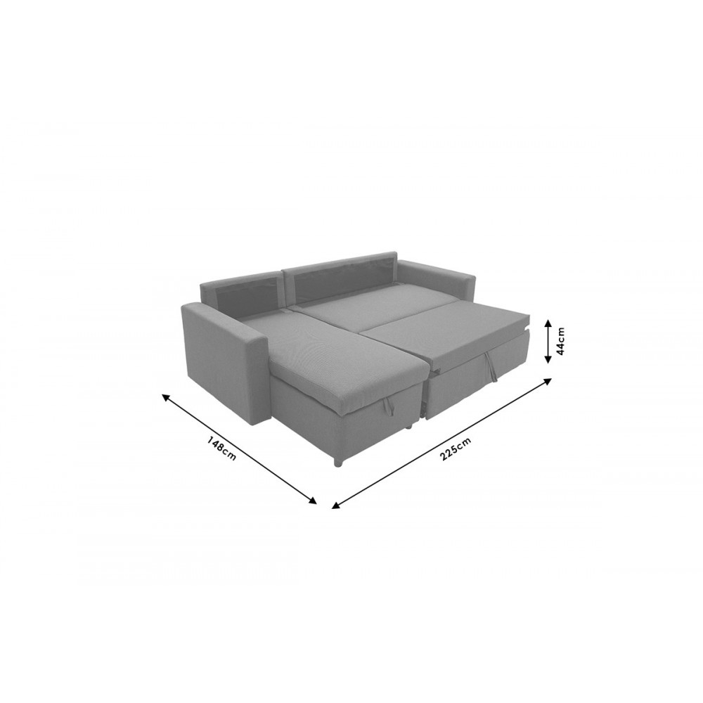 Καναπές-κρεβάτι "LILIAN" με αναστρέψιμη γωνία από ύφασμα σε ανθρακί χρώμα 225x148x81