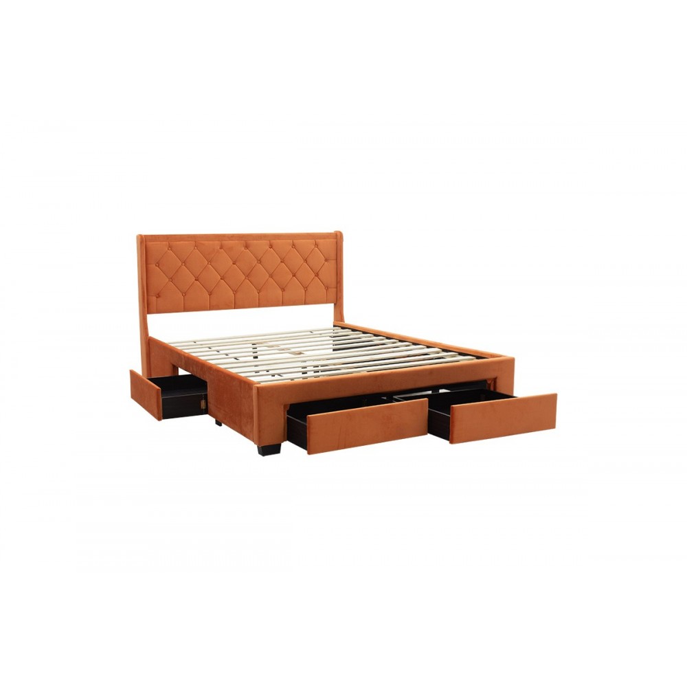 Κρεβάτι "BLANCA" διπλό από ύφασμα σε κεραμιδί χρώμα 173x217x117.5