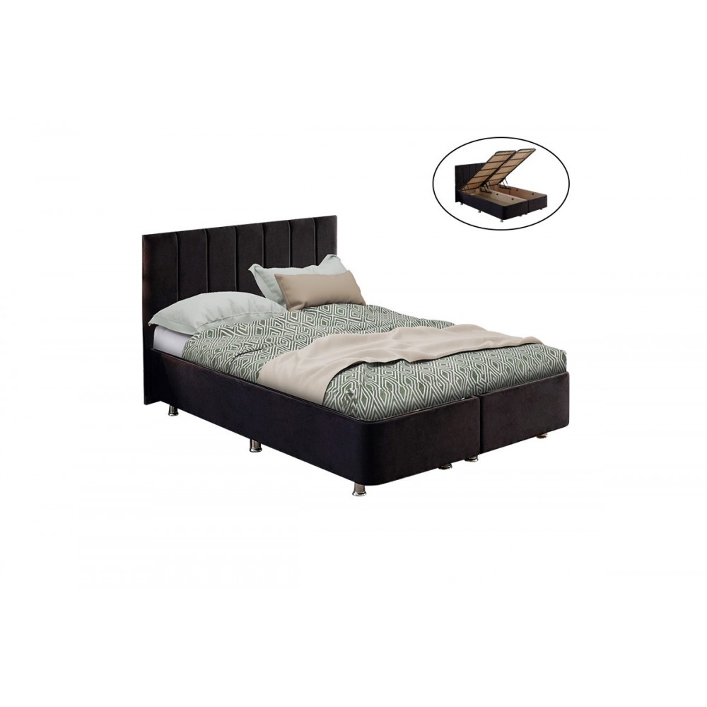 Κρεβάτι "PWF-0553" διπλό από ύφασμα σε μαύρο χρώμα 160x200x100