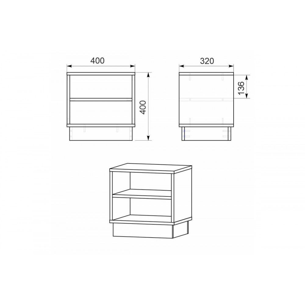Κομοδίνο "MASON" σε λευκό χρώμα 40x32x40