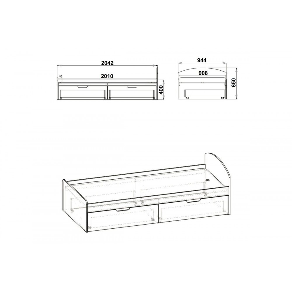 Κρεβάτι μονό"REGAN" σε λευκό χρώμα 94.4x204x65