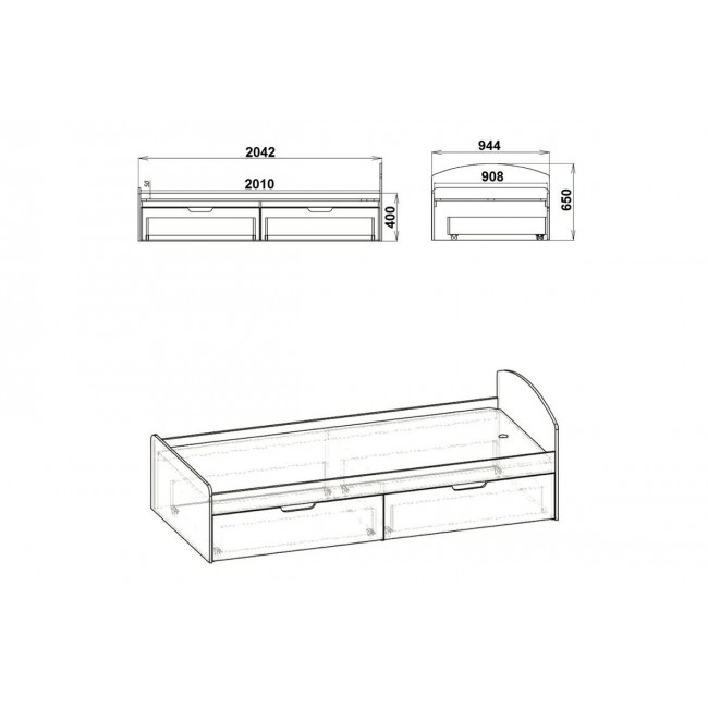 Κρεβάτι μονό"REGAN" σε λευκό χρώμα 94.4x204x65