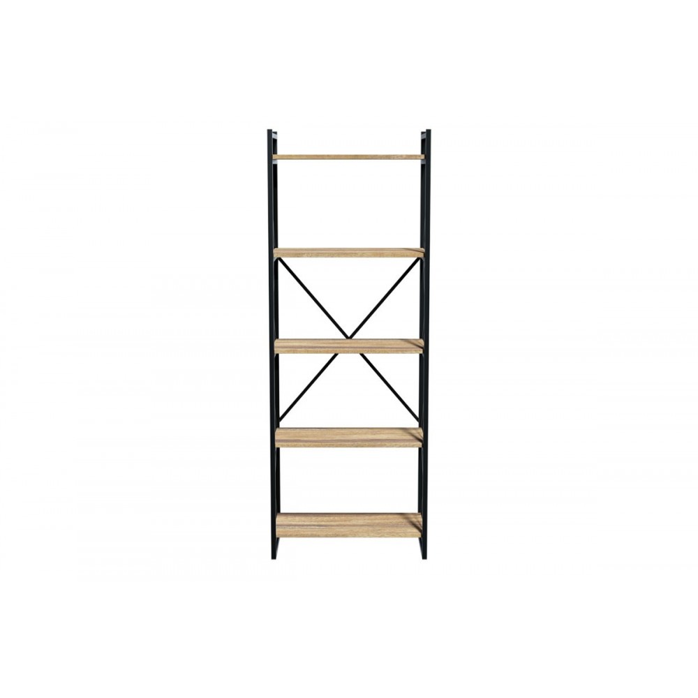 Ραφιέρα "BAKER" με 5 ράφια σε καρυδί/μαύρο χρώμα 66x34x180