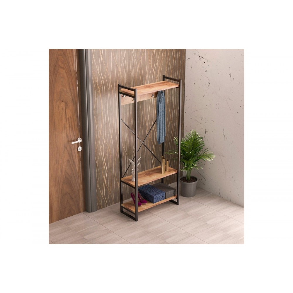 Έπιπλο εισόδου "BAKER" σε καρυδί/μαύρο χρώμα 90x34x180