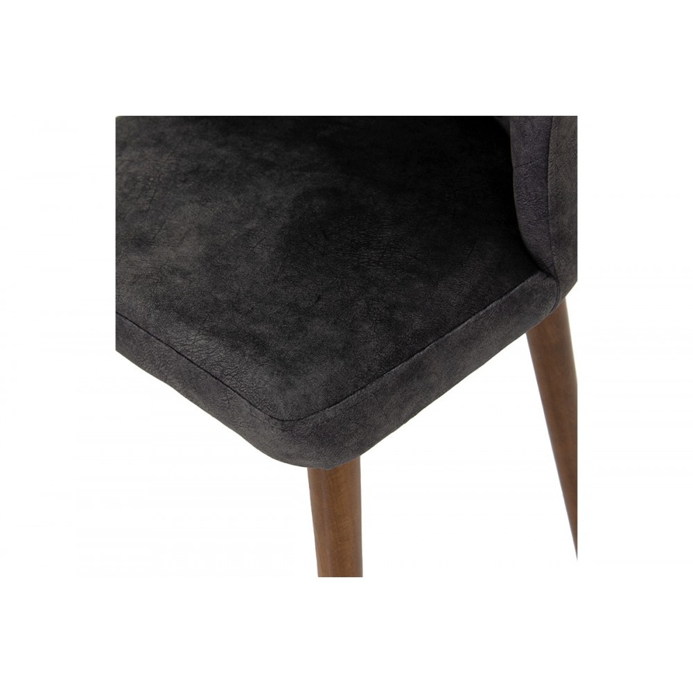 Καρέκλα "ADELINE" από βελούδο/ξύλο σε ανθρακί/καρυδί χρώμα 49x52x91