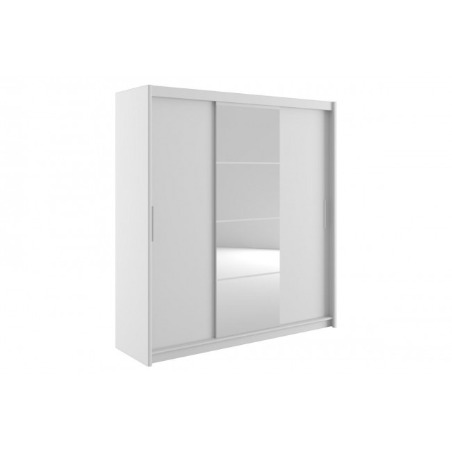 Ντουλάπα τρίφυλλη "ELODIE" με καθρέφτη σε λευκό χρώμα 200x61x216