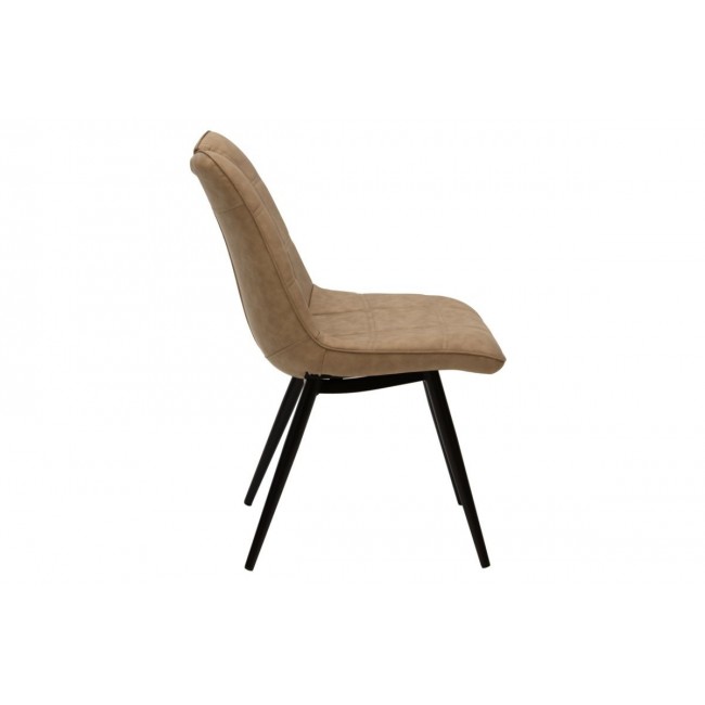 Καρέκλα "NELY" από μέταλλο/τεχνόδερμα σε μαύρο/μπεζ antique χρώμα 47x61x85