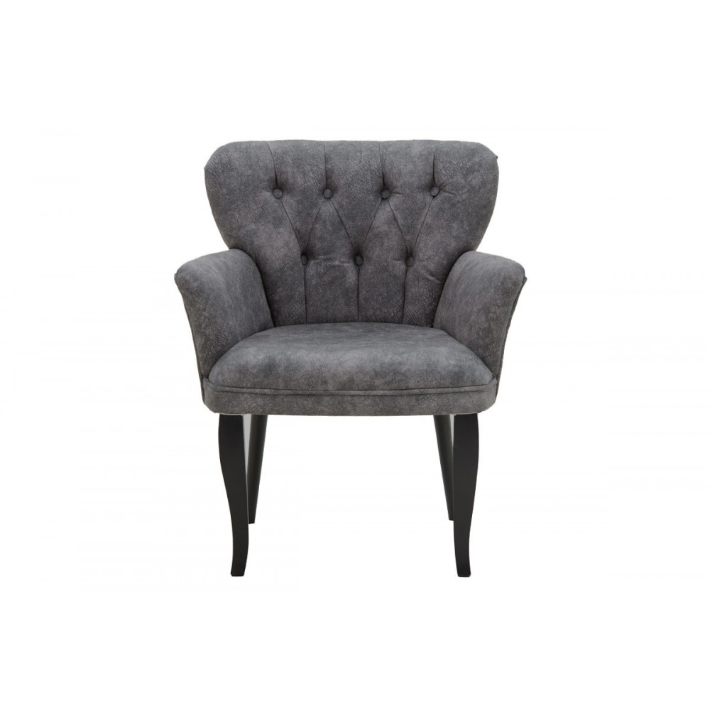 Πολυθρόνα "SAMARA" από ύφασμα/ξύλο σε γκρι/μαύρο χρώμα 67x62x78