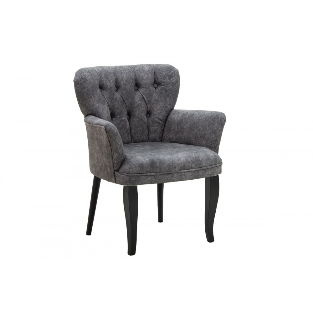 Πολυθρόνα "SAMARA" από ύφασμα/ξύλο σε γκρι/μαύρο χρώμα 67x62x78