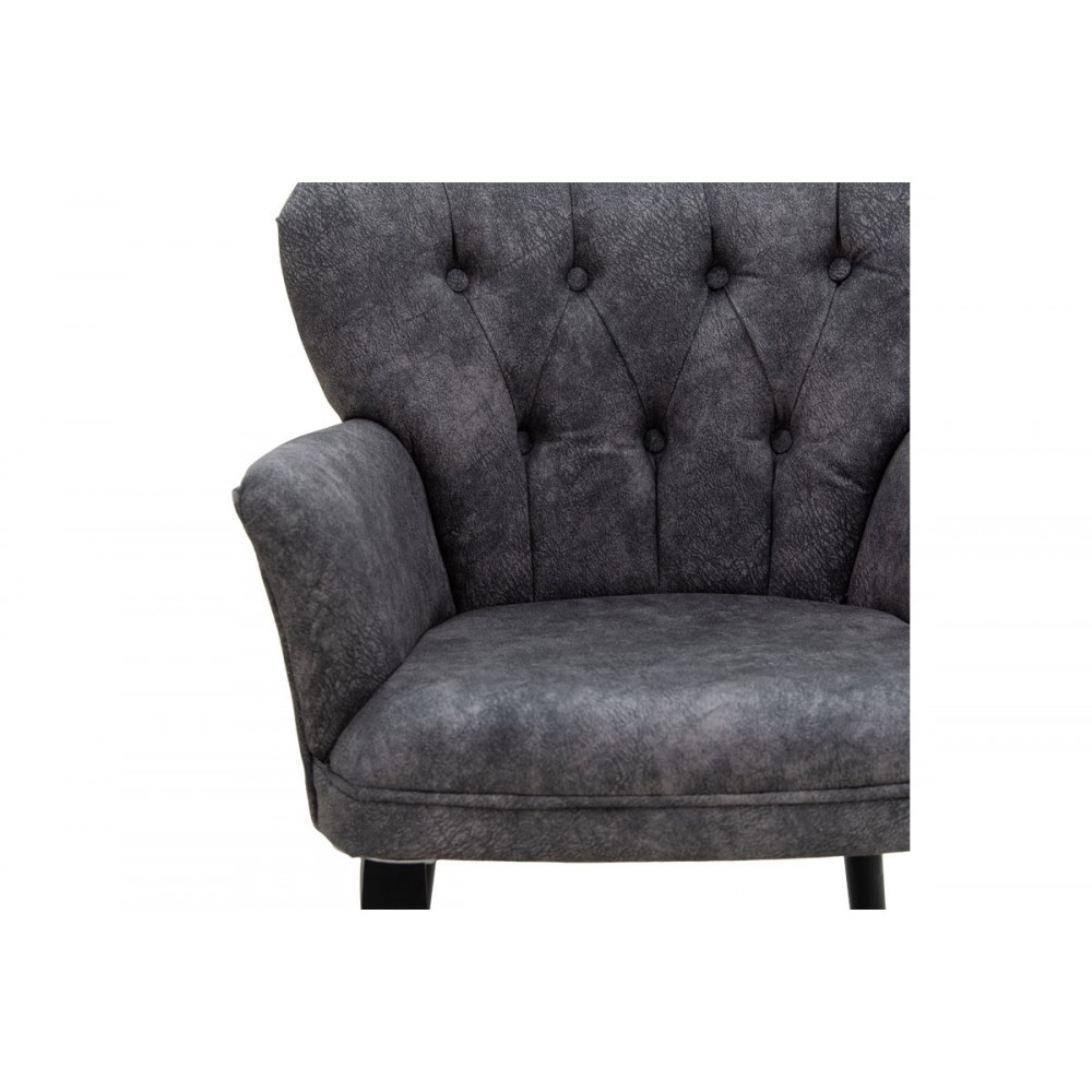 Πολυθρόνα "SAMARA" από ύφασμα/ξύλο σε γκρι/μαύρο χρώμα 67x62x78