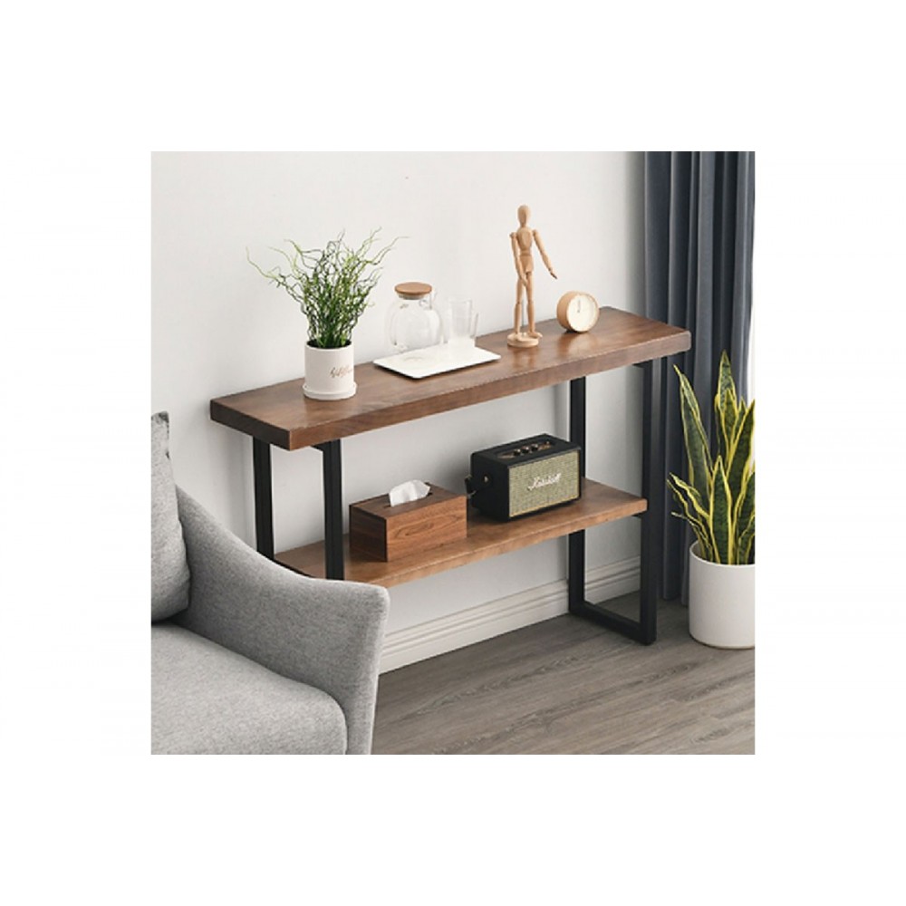 Κονσόλα "NORE" από ξύλο/μέταλλο σε καρυδί/μαύρο χρώμα 79x29x85