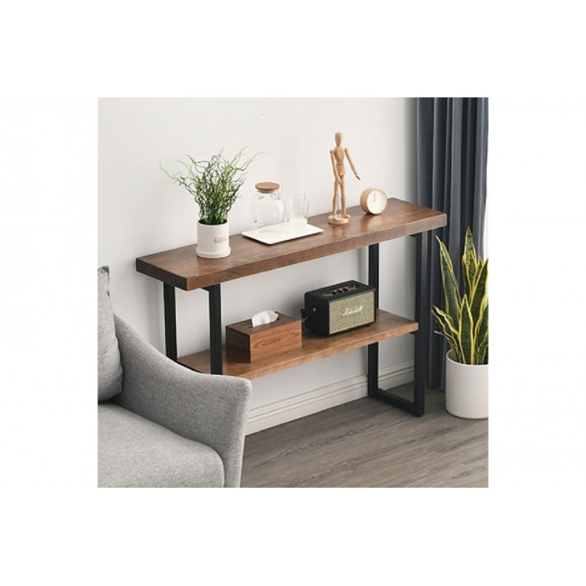 Κονσόλα "NORE" από ξύλο/μέταλλο σε καρυδί/μαύρο χρώμα 79x29x85