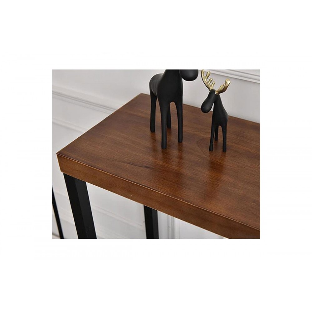 Κονσόλα "NORE" από ξύλο/μέταλλο σε καρυδί/μαύρο χρώμα 79x29x85