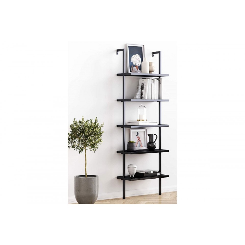 Βιβλιοθήκη-ραφιέρα "HARRIS" σε μαύρο χρώμα 70x22x200