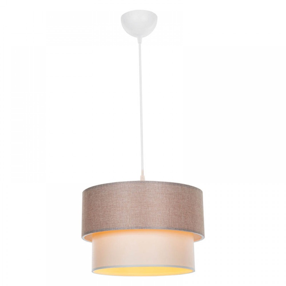 Φωτιστικό "PWL-1194" μονόφωτο από ύφασμα σε χρώμα μπεζ Φ30x72 Ε27