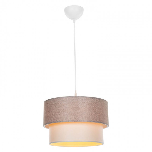 Φωτιστικό "PWL-1194" μονόφωτο από ύφασμα σε χρώμα μπεζ Φ30x72 Ε27