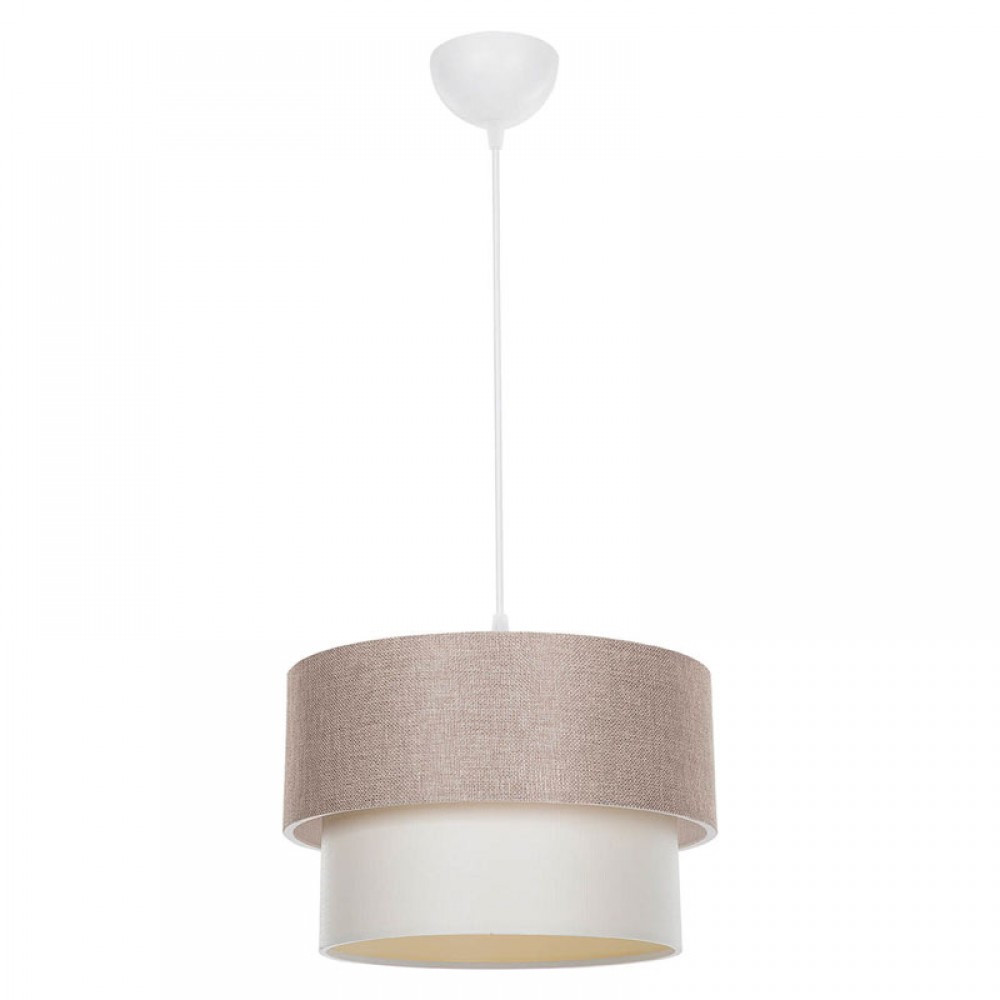 Φωτιστικό "PWL-1194" μονόφωτο από ύφασμα σε χρώμα μπεζ Φ30x72 Ε27