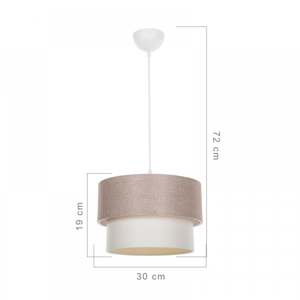 Φωτιστικό "PWL-1194" μονόφωτο από ύφασμα σε χρώμα μπεζ Φ30x72 Ε27