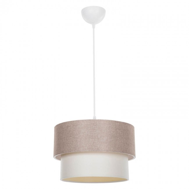 Φωτιστικό "PWL-1194" μονόφωτο από ύφασμα σε χρώμα μπεζ Φ30x72 Ε27