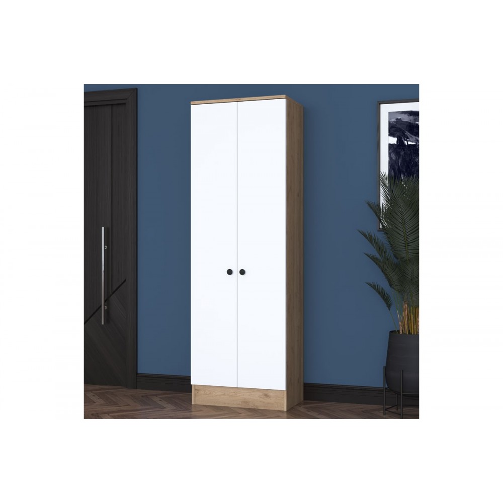 Ντουλάπα-παπουτσοθήκη "NACHO" σε λευκό/καρυδί χρώμα 59.8x37.5x182.8