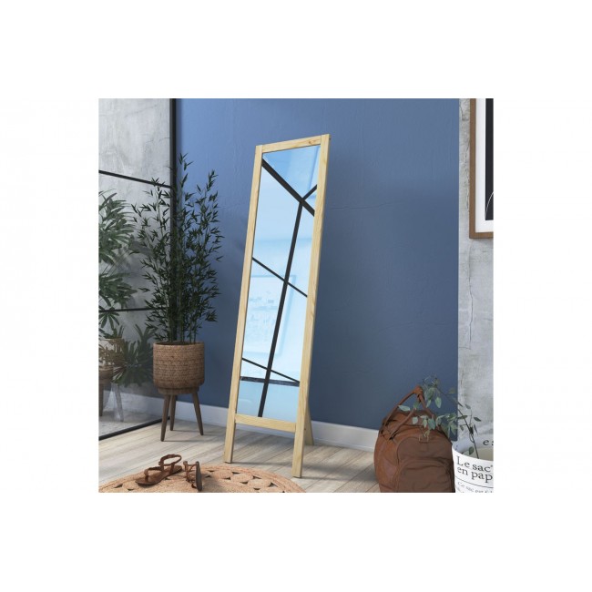 Καθρέπτης "PERKIN" από ξύλο/γυαλί σε καρυδί χρώμα 38x4x145