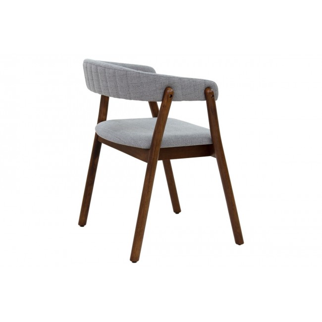 Πολυθρόνα "KARMA" από ξύλο/ύφασμα σε καρυδί/γκρι χρώμα 57.5x53.5x76.5