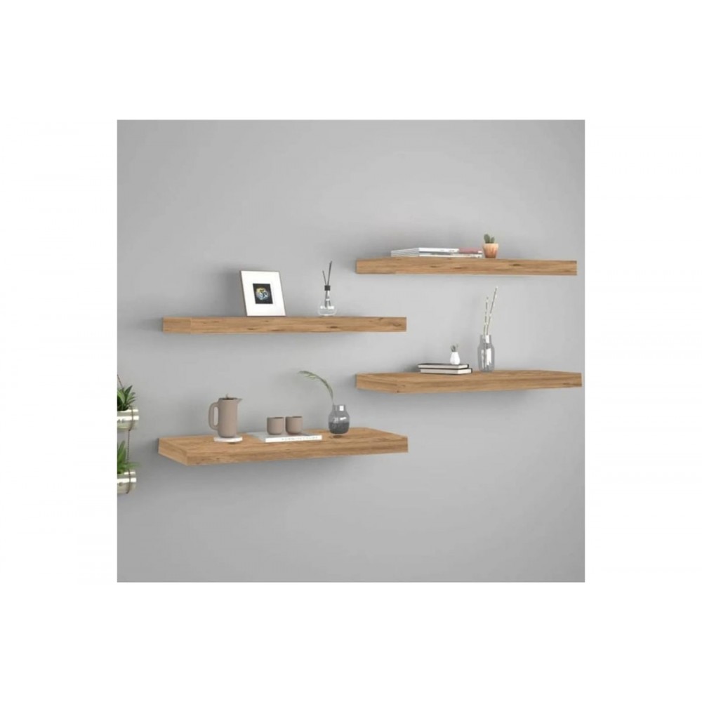 Ράφια τοίχου σετ 4τμχ "BRIAN"σε καρυδί χρώμα 60x15x1.8