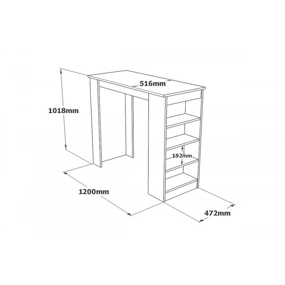 Τραπέζι μπαρ "RIFF" σε λευκό/καρυδί χρώμα 120x51.5x101.5