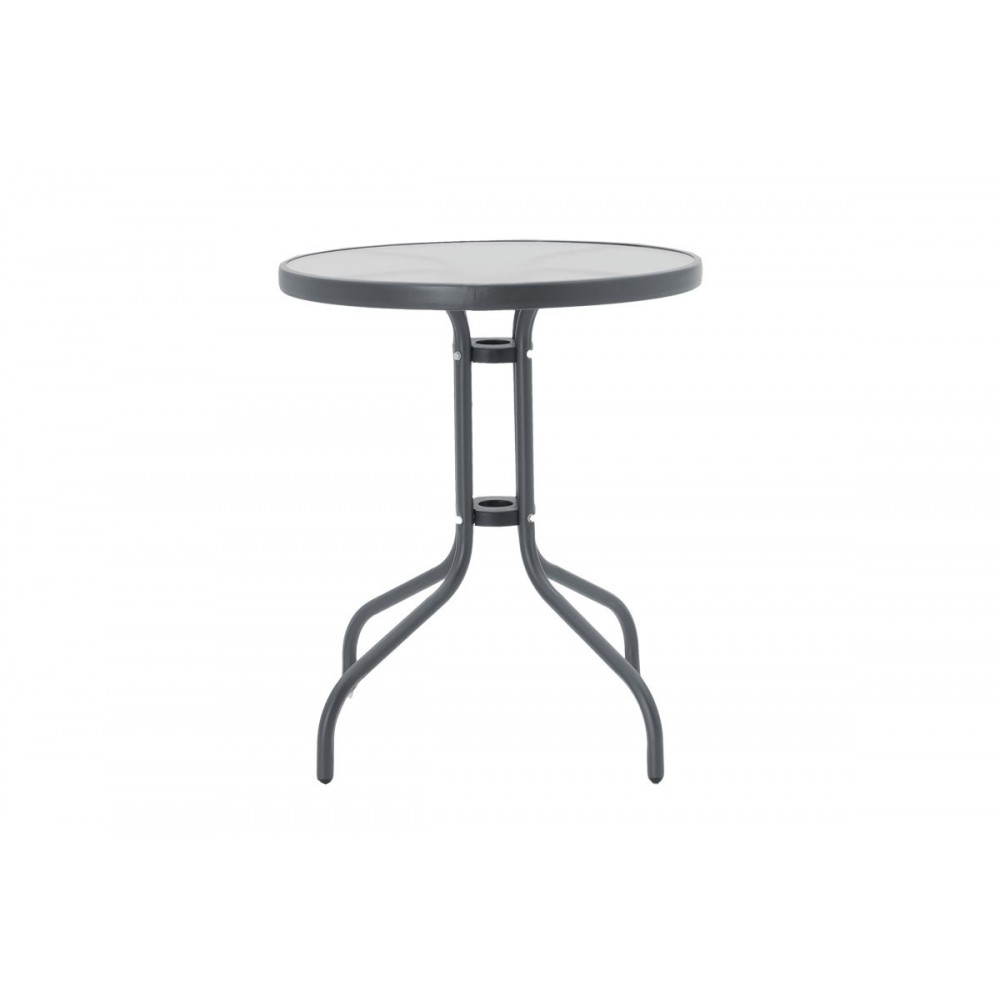 Τραπέζι κήπου "WATSON" από μέταλλο/γυαλί σε γκρι χρώμα Φ60x70