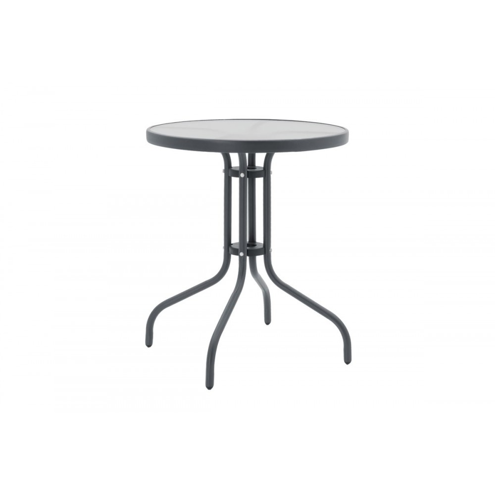 Τραπέζι κήπου "WATSON" από μέταλλο/γυαλί σε γκρι χρώμα Φ60x70