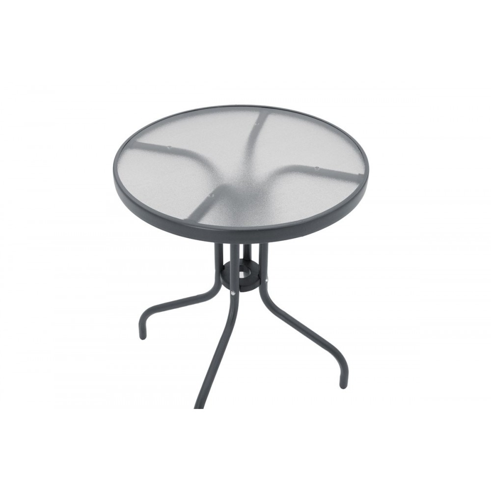 Τραπέζι κήπου "WATSON" από μέταλλο/γυαλί σε γκρι χρώμα Φ60x70