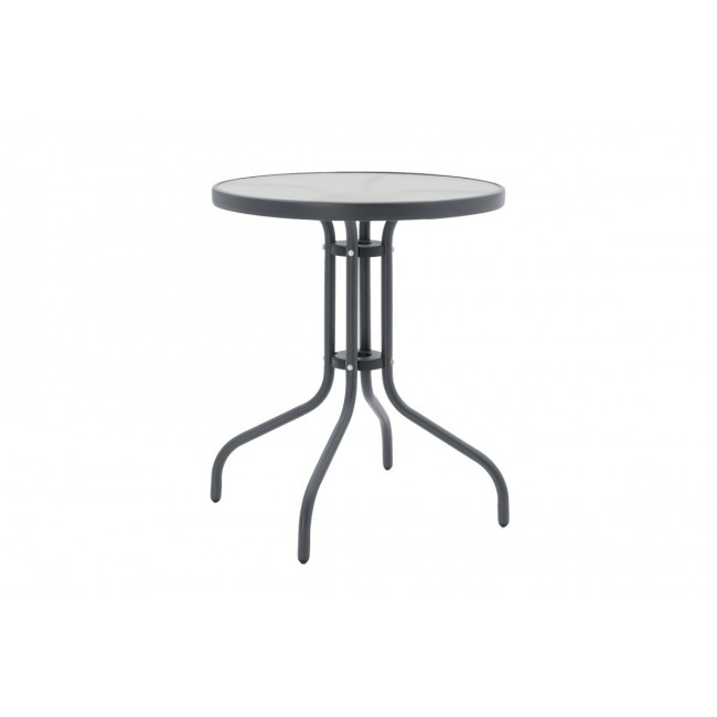 Τραπέζι κήπου "WATSON" από μέταλλο/γυαλί σε γκρι χρώμα Φ60x70