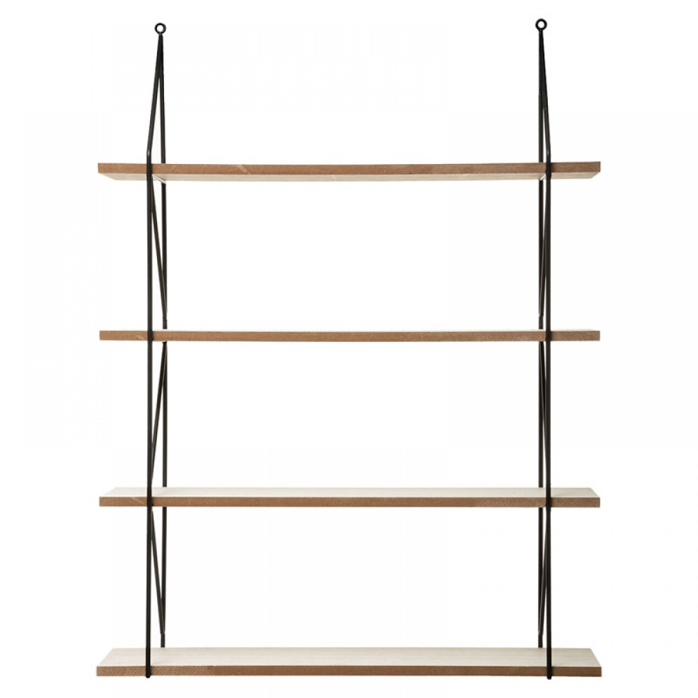 Ραφιέρα τοίχου "PALLU" από μέταλλο/mdf σε χρώμα φυσικό/μαύρο 60x16.8x81.4