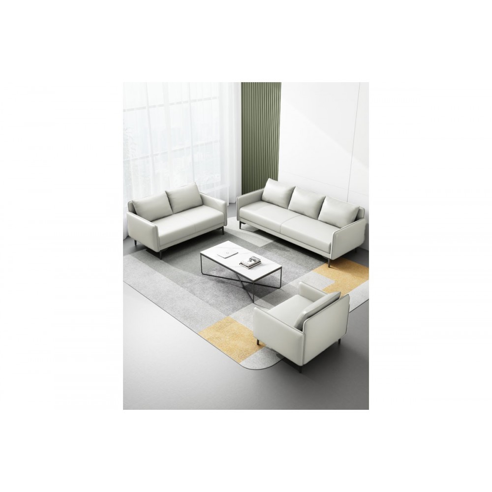 Καναπές τριθέσιος "NEMY" από τεχνόδερμα/μέταλλο σε γκρι χρώμα 178x80x75