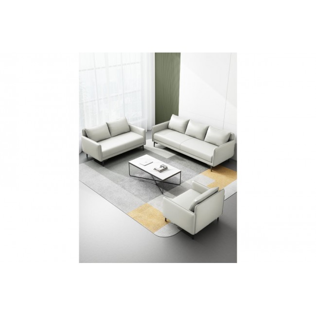 Καναπές τριθέσιος "NEMY" από τεχνόδερμα/μέταλλο σε γκρι χρώμα 178x80x75