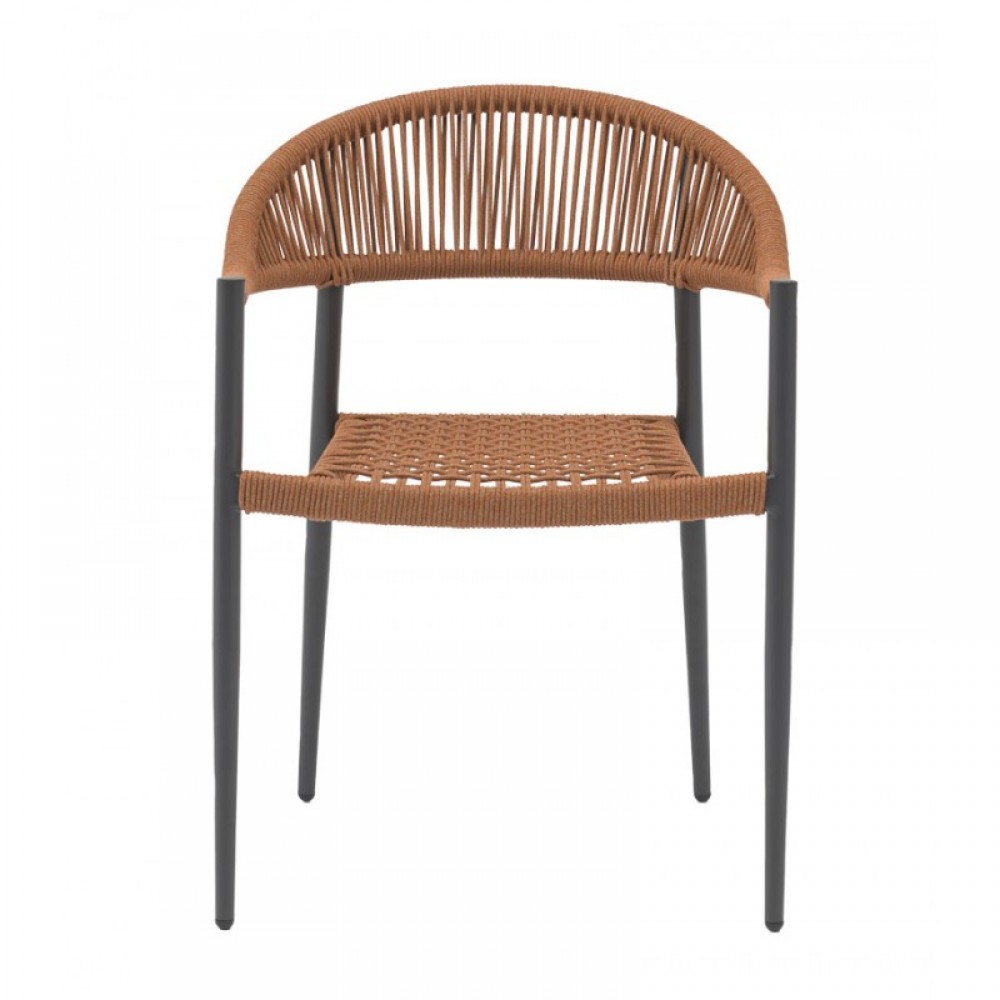 Πολυθρόνα κήπου "FREIBURG" από αλουμίνιο/σχοινί σε χρώμα μαύρο/μόκα 57x59x77