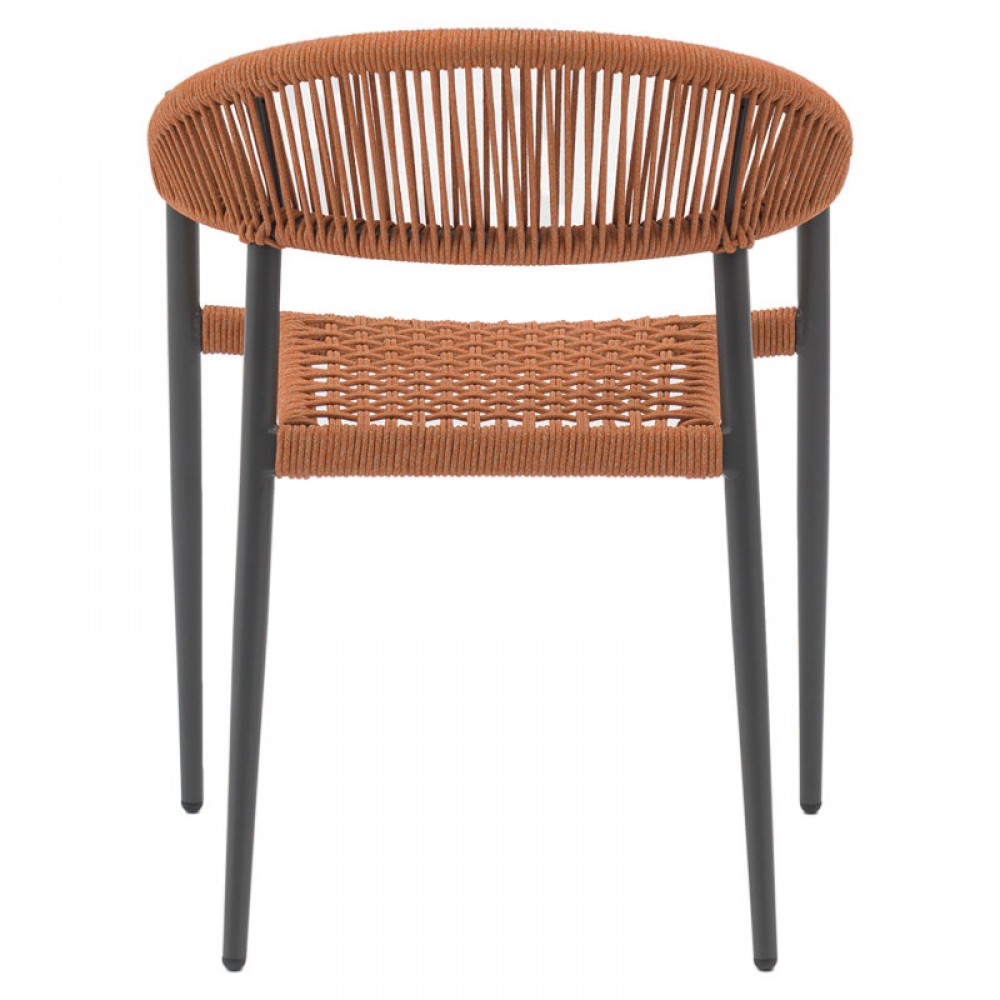 Πολυθρόνα κήπου "FREIBURG" από αλουμίνιο/σχοινί σε χρώμα μαύρο/μόκα 57x59x77