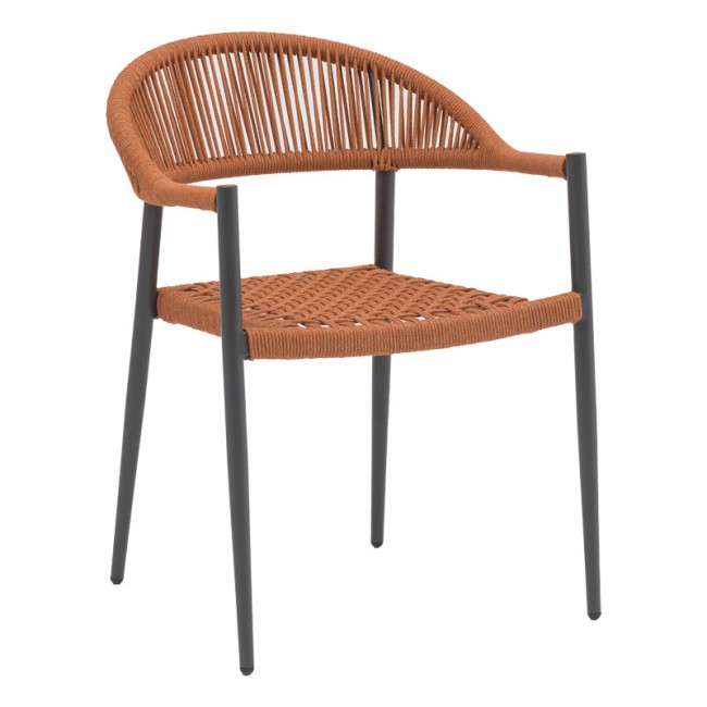 Πολυθρόνα κήπου "FREIBURG" από αλουμίνιο/σχοινί σε χρώμα μαύρο/μόκα 57x59x77