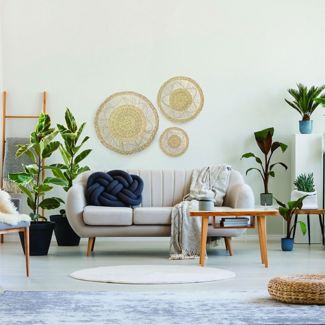 Διακοσμητικό τοίχου 3 τμχ "PWD-0113" από καλάμι σε χρώμα μπεζ Φ38x0.3