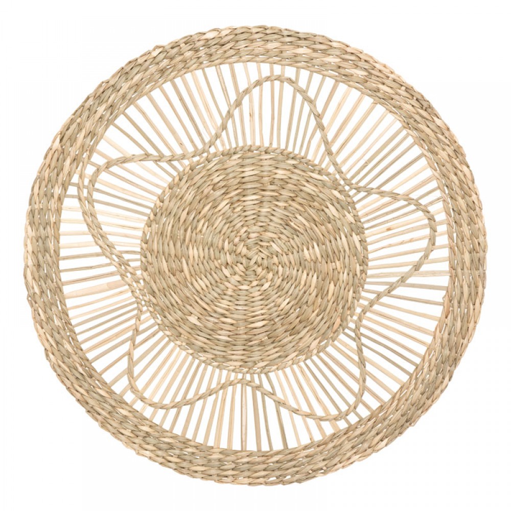 Διακοσμητικό τοίχου 3 τμχ "PWD-0113" από καλάμι σε χρώμα μπεζ Φ38x0.3